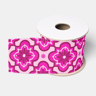 Moroccan tile pattern - Fuchsia Pink Grosgrain Ribbon