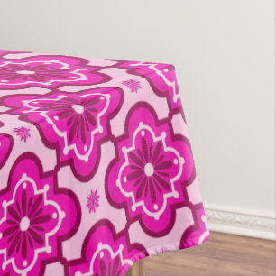 Moroccan tile pattern - Fuchsia Pink Tablecloth