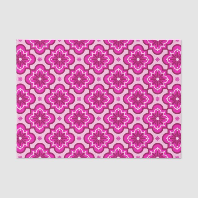 Moroccan tile pattern - Fuchsia Pink Tissue Paper (Front)