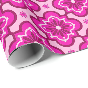 Moroccan tile pattern - Fuchsia Pink Wrapping Paper