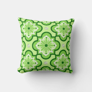 Moroccan tile pattern - Lime Green Cushion
