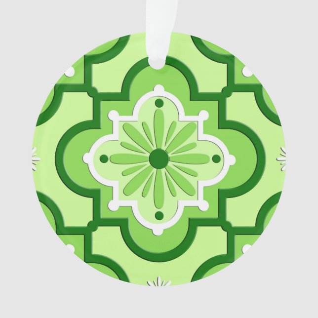 Moroccan tile pattern - Lime Green Ornament (Front)
