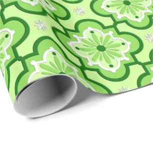 Moroccan tile pattern - Lime Green Wrapping Paper