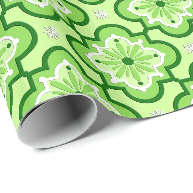 Moroccan tile pattern - Lime Green Wrapping Paper (Roll Corner)