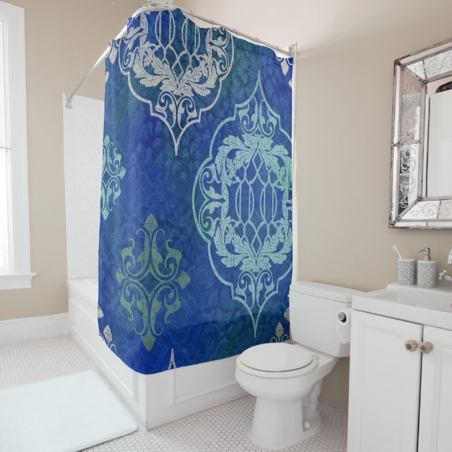 Moroccan Tile Pattern Modern Global Style Chic Art Shower Curtain (In Situ)