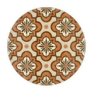 Moroccan tile pattern - Rust and Tan Cutting Board