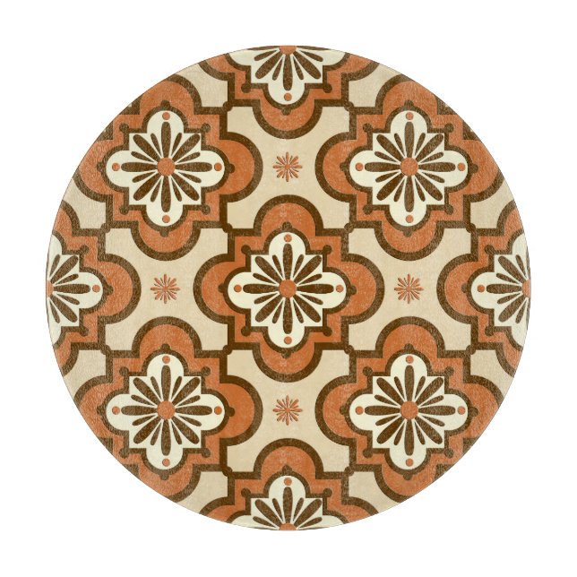 Moroccan tile pattern - Rust and Tan Cutting Board (Front)