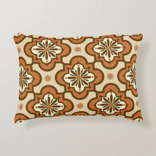 Moroccan tile pattern - Rust and Tan Decorative Cushion