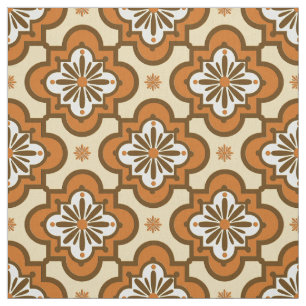 Moroccan tile pattern - Rust and Tan Fabric