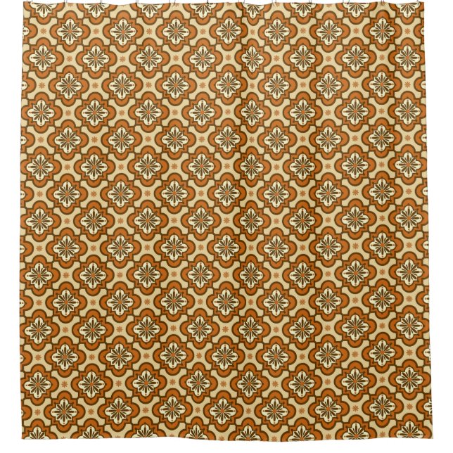 Moroccan tile pattern - Rust and Tan Shower Curtain (Front)
