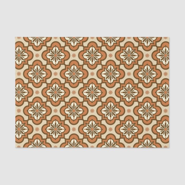 Moroccan tile pattern - Rust and Tan Tissue Paper (Front)