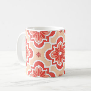 Moroccan tile pattern - Shades of Coral Orange Coffee Mug