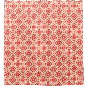 Moroccan tile pattern - Shades of Coral Orange Shower Curtain