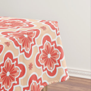 Moroccan tile pattern - Shades of Coral Orange Tablecloth