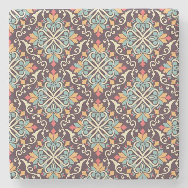 Moroccan Tile Pattern Stone Coaster (Front)