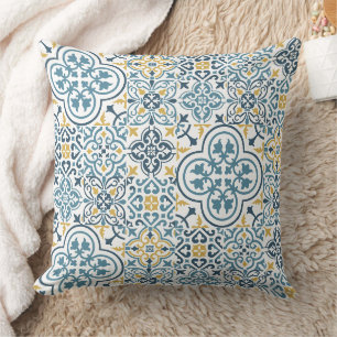 Moroccan tile pattern throw pillow