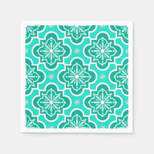 Moroccan tile pattern - Turquoise and Aqua Napkin