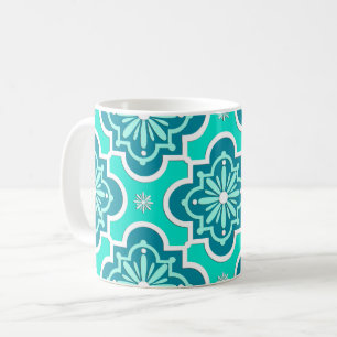 Moroccan tile pattern - Turquoise and Teal Coffee Mug