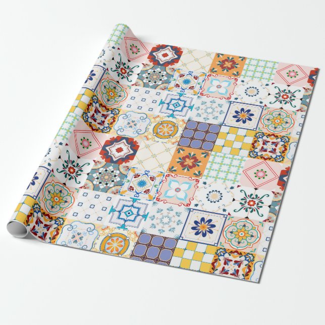 Moroccan Tile Pattern Wrapping Paper (Unrolled)