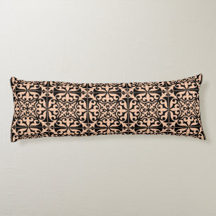 Moroccan tile - peach pink and black body cushion