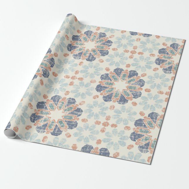 Moroccan Tile - Periwinkle Wrapping Paper (Unrolled)
