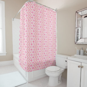 Moroccan tile pink pattern watercolor shower curtain