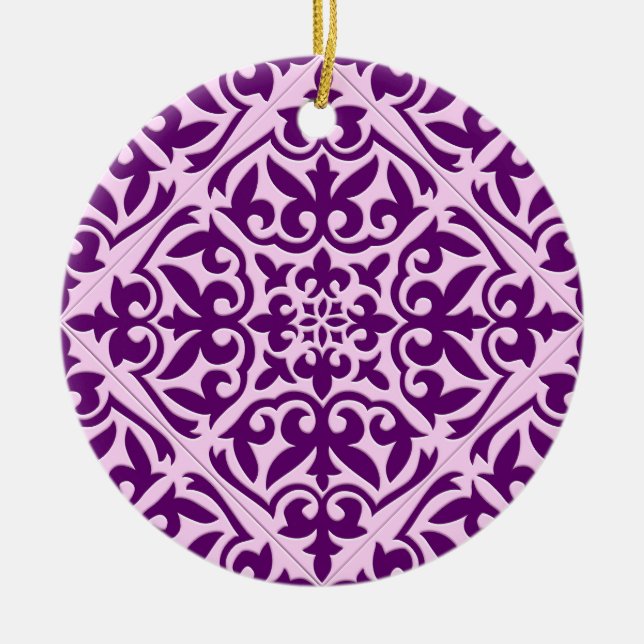 Moroccan tile - purple and orchid ceramic tree decoration (Front)