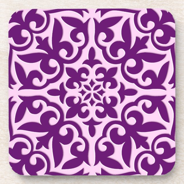 Moroccan tile - purple and orchid coaster (Front)