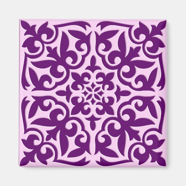 Moroccan tile - purple and orchid magnet (Front)