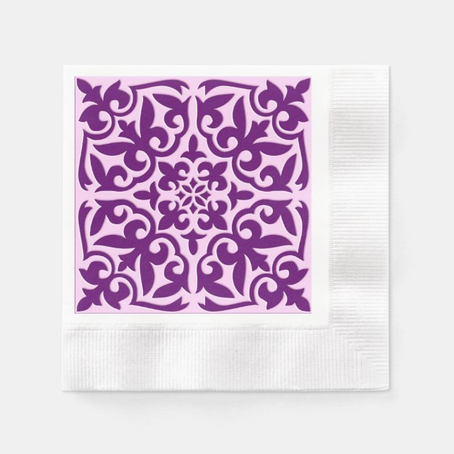 Moroccan tile - purple and orchid napkin (Front)