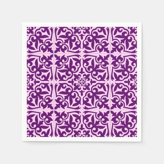 Moroccan tile - purple and orchid napkin (Front)