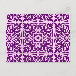 Moroccan tile - purple and orchid postcard