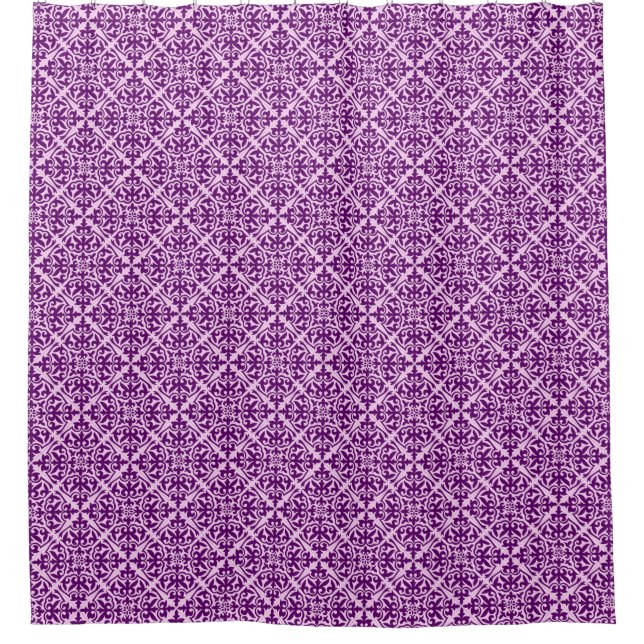 Moroccan tile - purple and orchid shower curtain (Front)