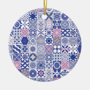 Moroccan tile - purple and pink ceramic tree decoration