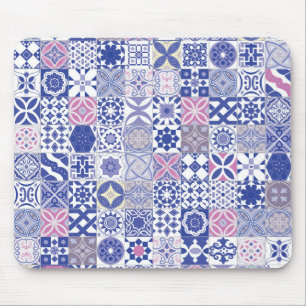 Moroccan tile - purple and pink mouse mat