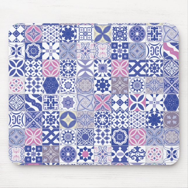 Moroccan tile - purple and pink mouse mat (Front)