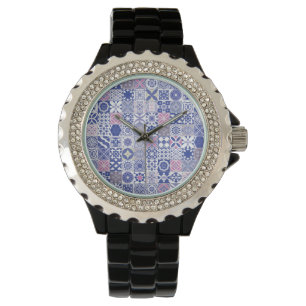 Moroccan tile - purple and pink watch