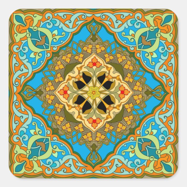 Moroccan Tile Square Sticker (Front)