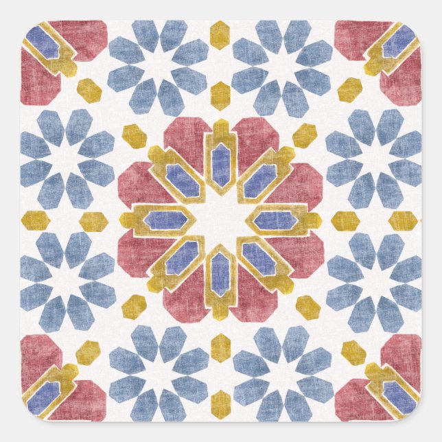 Moroccan Tile Square Sticker (Front)