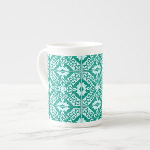 Moroccan tile - turquoise and aqua bone china mug
