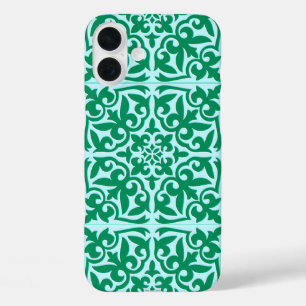 Moroccan tile - turquoise and aqua iPhone 16 plus case