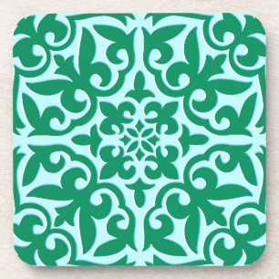 Moroccan tile - turquoise and aqua coaster