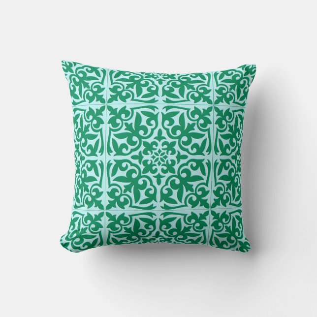 Moroccan tile - turquoise and aqua cushion (Front)