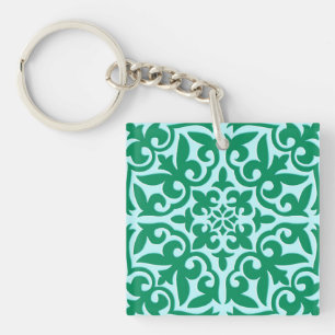 Moroccan tile - turquoise and aqua key ring