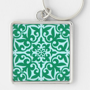 Moroccan tile - turquoise and aqua key ring
