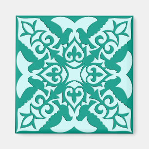 Moroccan tile - turquoise and aqua magnet