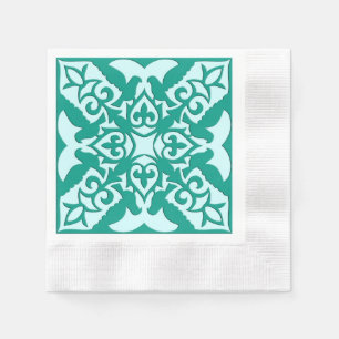 Moroccan tile - turquoise and aqua napkin