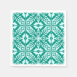 Moroccan tile - turquoise and aqua napkin