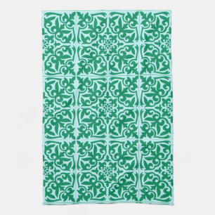 Moroccan tile - turquoise and aqua tea towel