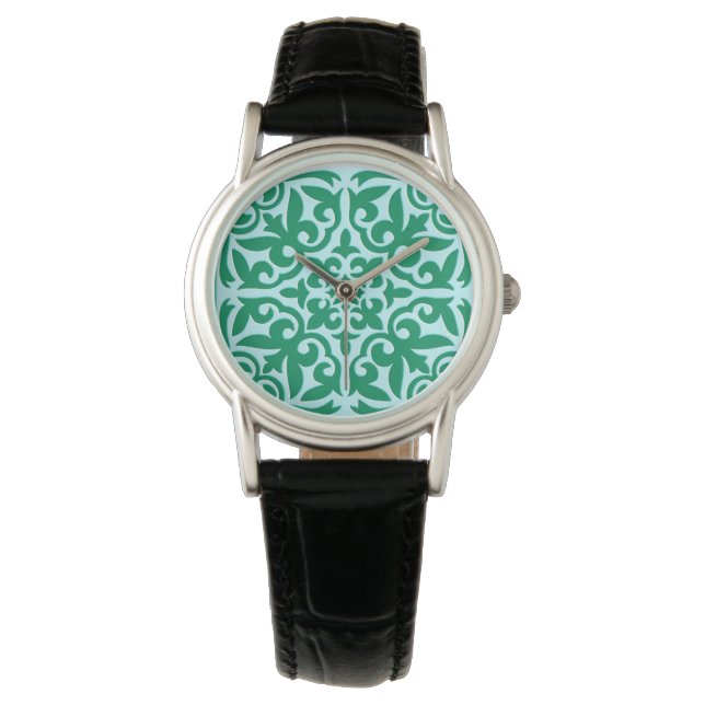 Moroccan tile - turquoise and aqua watch (Front)